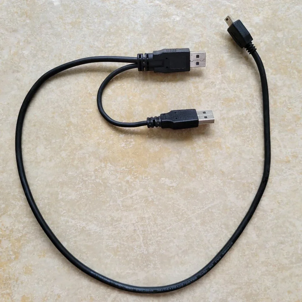 USB Type A to Mini USB Y-Splitter Cable